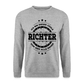 Richter Kollegen Geburtstag Jurastudium Geschenk - Unisex Pullover - Weißgrau meliert - Vorne - Alina (178cm) & Michal (187cm)