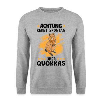 Redet spontan über Quokka australisches Beuteltier - Unisex Pullover - Weißgrau meliert - Vorne - Alina (178cm) & Michal (187cm)