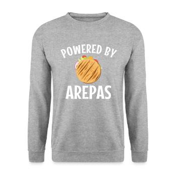 powered by arepas, colombia venezuela arepa - Unisex Pullover - Weißgrau meliert - Vorne - Alina (178cm) & Michal (187cm)