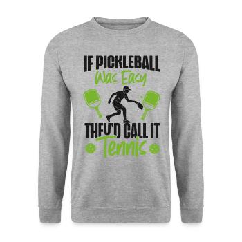 Pickleball Si le pickleball était facile - Sweat-shirt Unisexe - gris chiné - Devant - Alina (178cm) & Michal (187cm)