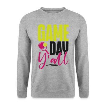 Pickleball Girl Ladies Game Day - Unisex Pullover - Weißgrau meliert - Vorne - Alina (178cm) & Michal (187cm)
