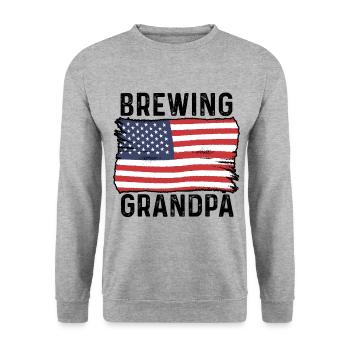 Grandpa Graphic Homebrewing Winemaking Brewery Cra - Unisex Pullover - Weißgrau meliert - Vorne - Alina (178cm) & Michal (187cm)