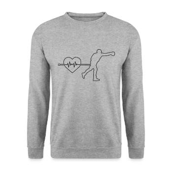 Boxen Herzschlag - Unisex Pullover - Weißgrau meliert - Vorne - Alina (178cm) & Michal (187cm)