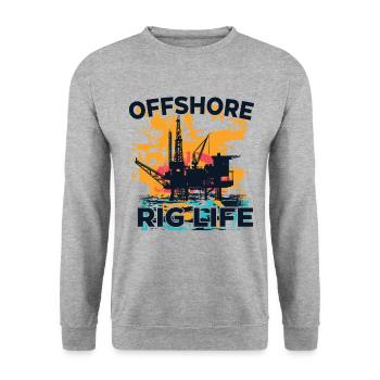 Offshore Rig Life - Unisex Pullover - Weißgrau meliert - Vorne - Alina (178cm) & Michal (187cm)