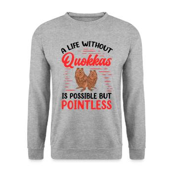 Quokka Leben ohne Beuteltier Quokka - Unisex Pullover - Weißgrau meliert - Vorne - Alina (178cm) & Michal (187cm)