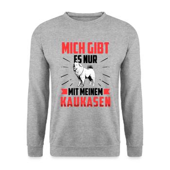Nur mit meinem Owtscharka Kaukasischer Owtscharka - Unisex Pullover - Weißgrau meliert - Vorne - Alina (178cm) & Michal (187cm)