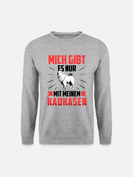 Nur mit meinem Owtscharka Kaukasischer Owtscharka - Unisex Pullover - Weißgrau meliert