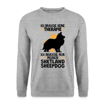 Ich brauche nur meinen Shetland Sheepdog - Unisex Pullover - Weißgrau meliert - Vorne - Alina (178cm) & Michal (187cm)