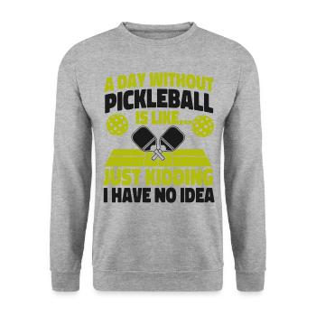 Pickleball Un jour sans - Sweat-shirt Unisexe - gris chiné - Devant - Alina (178cm) & Michal (187cm)