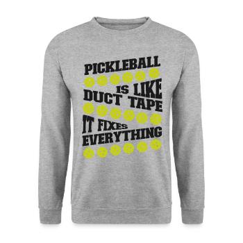 Pickleball Pickleball Is Like Duct - Unisex Sweatshirt - salt & pepper - Front - Alina (178cm) & Michal (187cm)