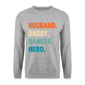 Husband Daddy Banker Hero Finance Bookkeeper Cashi - Unisex Pullover - Weißgrau meliert - Vorne - Alina (178cm) & Michal (187cm)