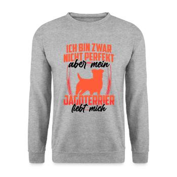 Jagdterrier liebt mich Deutscher Jagdterrier - Unisex Pullover - Weißgrau meliert - Vorne - Alina (178cm) & Michal (187cm)