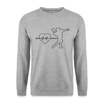 Football Rugby Heartbeat - Unisex Sweatshirt - salt & pepper - Front - Alina (178cm) & Michal (187cm)