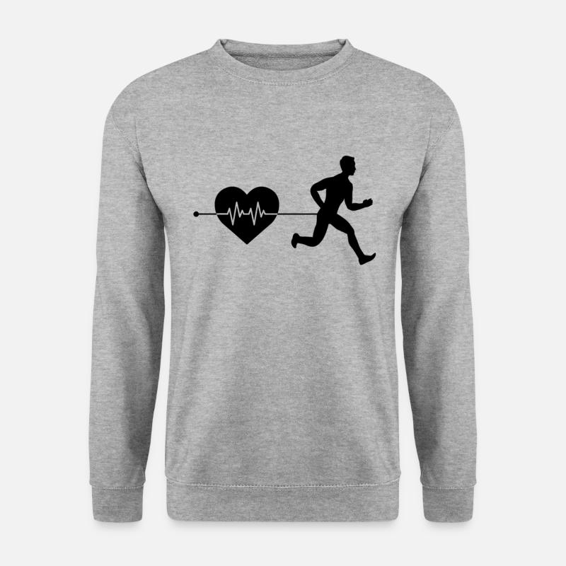 Joggen Herzschlag - Unisex Pullover - Weißgrau meliert