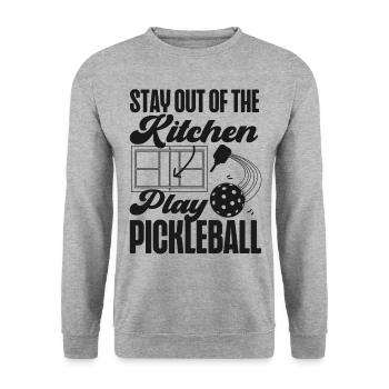 Pickleball Restez en dehors de la cuisine - Sweat-shirt Unisexe - gris chiné - Devant - Alina (178cm) & Michal (187cm)