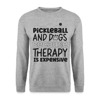 Pickleball Chien Pickleball Et Chiens - Sweat-shirt Unisexe - gris chiné - Devant - Alina (178cm) & Michal (187cm)