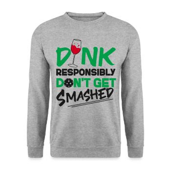 Pickleball Pun Wine Dink - Unisex Pullover - Weißgrau meliert - Vorne - Alina (178cm) & Michal (187cm)
