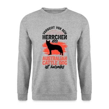 Australian Cattle Dog Herrchen Treibhund - Unisex Pullover - Weißgrau meliert - Vorne - Alina (178cm) & Michal (187cm)