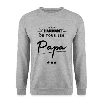 Cadeau Noel anniversaire Papa le plus charmant - Sweat-shirt Unisexe - gris chiné - Devant - Alina (178cm) & Michal (187cm)
