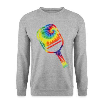 Pickleball Paddle Tie Dye Retro - Sweat-shirt Unisexe - gris chiné - Devant - Alina (178cm) & Michal (187cm)