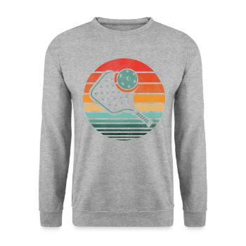 Pickleball Retro Vintage - Sweat-shirt Unisexe - gris chiné - Devant - Alina (178cm) & Michal (187cm)