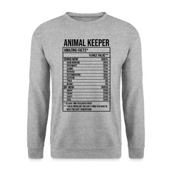 Amazing Facts Animal Keeper During Work Zoo Keeper - Unisex Pullover - Weißgrau meliert - Vorne - Alina (178cm) & Michal (187cm)
