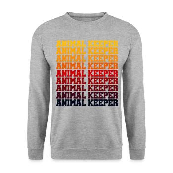 Retro Graphic Animal Keeper Zoo Keeper Animal Love - Unisex Pullover - Weißgrau meliert - Vorne - Alina (178cm) & Michal (187cm)