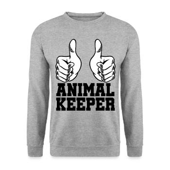 Retro Graphic Animal Keeper Zoo Keeper Animal Love - Unisex Pullover - Weißgrau meliert - Vorne - Alina (178cm) & Michal (187cm)
