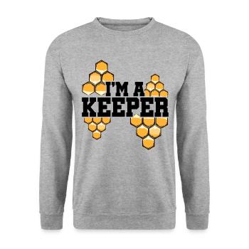 I'm A Keeper Animal Lover Animals Zoo Keeper Zoo K - Unisex Pullover - Weißgrau meliert - Vorne - Alina (178cm) & Michal (187cm)