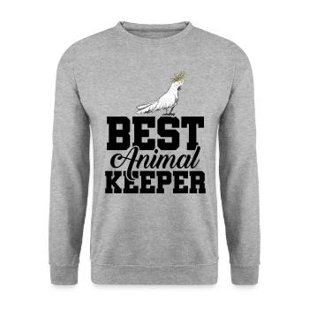 Best Animal Keeper Graphic Animal Lover Zoo Keeper - Unisex Pullover - Weißgrau meliert - Vorne - Alina (178cm) & Michal (187cm)
