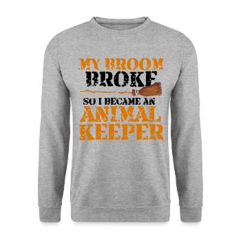 My Broom Broke So I Became An Animal Keeper Animal - Unisex Pullover - Weißgrau meliert - Vorne - Alina (178cm) & Michal (187cm)