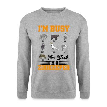 I'm Busy This Week I'm An Zoo Keeper Animal Lover - Unisex Pullover - Weißgrau meliert - Vorne - Alina (178cm) & Michal (187cm)