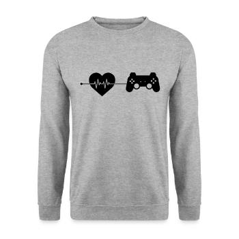 gaming heartbeat - Unisex Sweatshirt - salt & pepper - Front - Alina (178cm) & Michal (187cm)