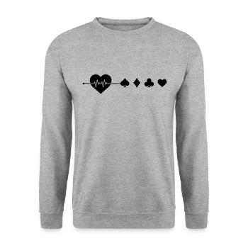 Poker heartbeat - Unisex Sweatshirt - salt & pepper - Front - Alina (178cm) & Michal (187cm)