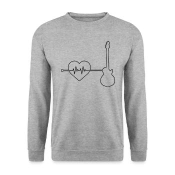 E Guitare Heartbeat - Sweat-shirt Unisexe - gris chiné - Devant - Alina (178cm) & Michal (187cm)