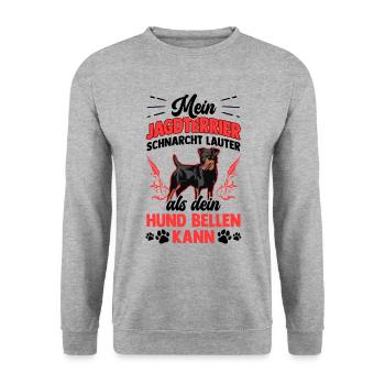 Jagdterrier schnarcht lauter Deutscher Jagdterrier - Unisex Pullover - Weißgrau meliert - Vorne - Alina (178cm) & Michal (187cm)