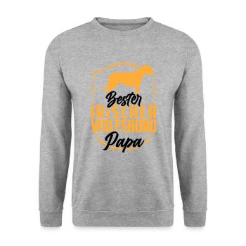 Irischer Wolfshund Papa Irland Windhund - Unisex Pullover - Weißgrau meliert - Vorne - Alina (178cm) & Michal (187cm)