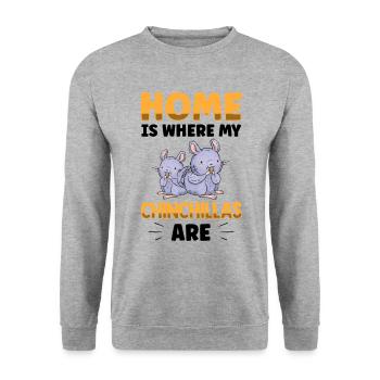 La maison est l’endroit où mon chinchilla est rongeur - Sweat-shirt Unisexe - gris chiné - Devant - Alina (178cm) & Michal (187cm)