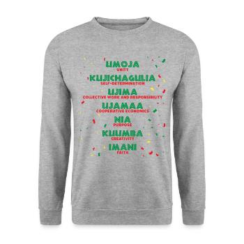 kwanzaa, kinara candle kwanzaa - Unisex Pullover - Weißgrau meliert - Vorne - Alina (178cm) & Michal (187cm)