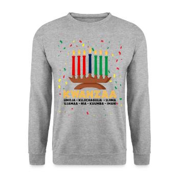 kwanzaa, kinara candle kwanzaa - Unisex Pullover - Weißgrau meliert - Vorne - Alina (178cm) & Michal (187cm)