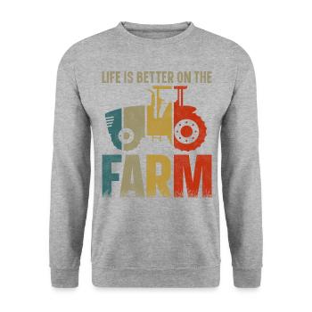 Farming Farmer Vintage Tractor - Unisex Pullover - Weißgrau meliert - Vorne - Alina (178cm) & Michal (187cm)