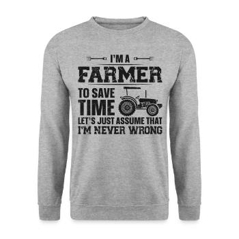 Farming Farmer Vintage Tractor I'm - Unisex Sweatshirt - salt & pepper - Front - Alina (178cm) & Michal (187cm)