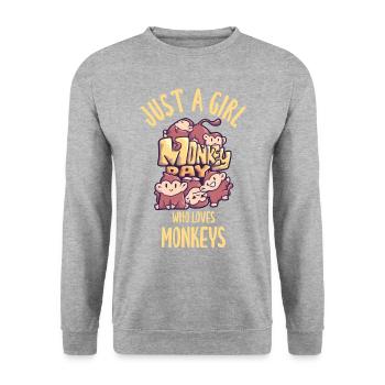 Girl loves monkey day jungle - Unisex Sweatshirt - salt & pepper - Front - Alina (178cm) & Michal (187cm)