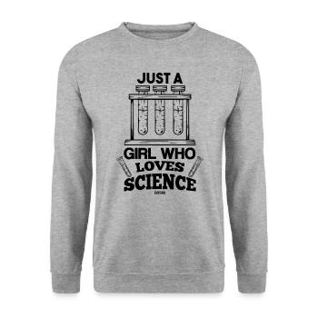Test Tube Girl Woman Chemistry Lab - Unisex Sweatshirt - salt & pepper - Front - Alina (178cm) & Michal (187cm)