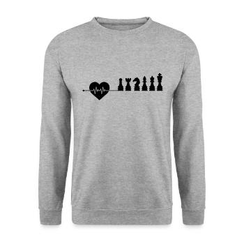Chess Heartbeat - Unisex Sweatshirt - salt & pepper - Front - Alina (178cm) & Michal (187cm)