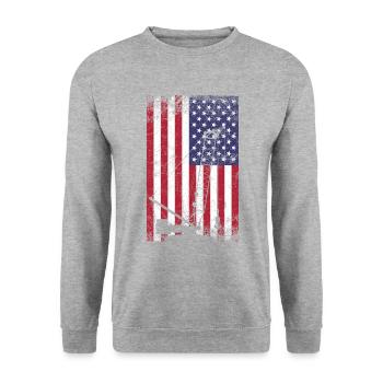 crane operator American Flag, crane operator - Unisex Pullover - Weißgrau meliert - Vorne - Alina (178cm) & Michal (187cm)