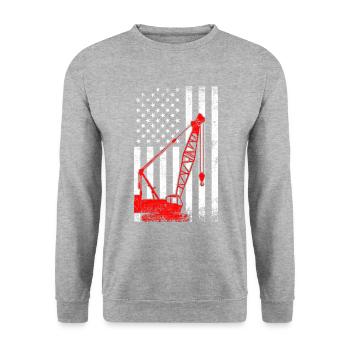 crane operator American Flag, crane operator - Unisex Pullover - Weißgrau meliert - Vorne - Alina (178cm) & Michal (187cm)