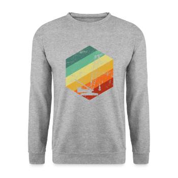 vintage crane operator - Unisex Pullover - Weißgrau meliert - Vorne - Alina (178cm) & Michal (187cm)