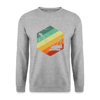 vintage crane operator - Unisex Pullover - Weißgrau meliert - Vorne - Alina (178cm) & Michal (187cm)