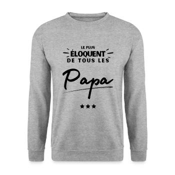 Cadeau Noel anniversaire Papa le plus éloquent - Sweat-shirt Unisexe - gris chiné - Devant - Alina (178cm) & Michal (187cm)
